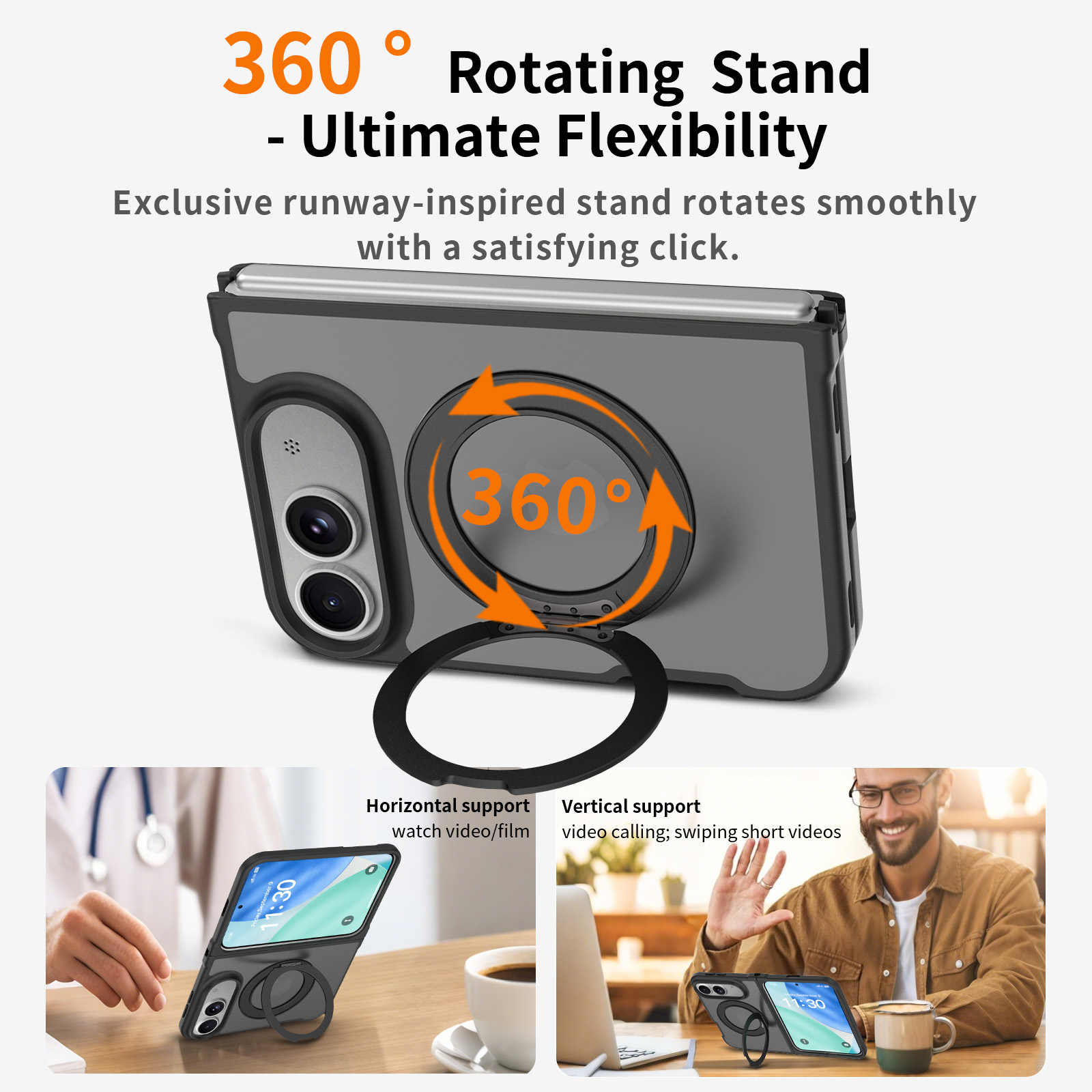 360° Magnetic Bracket Matte Ca - Matte Hard Pc Back Case recension och pris